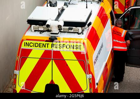 Emergency Response Vehicle for Road Incidents Stock Photo