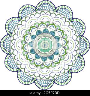 beatiful vector of blue and green floral   design colorful mandala with white background pink green.Fantastic decoration Abstract design. Stock Vector