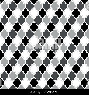 Black and white Moroccan pattern with isolated white background Stock Vector