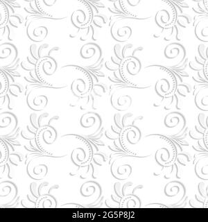 Oriental white ornament. Fine vector traditional oriental pattern with shadows and highlights. Stock Vector