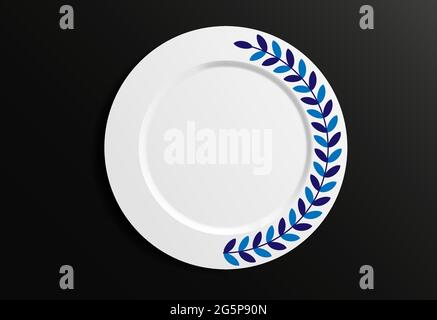 Decorative plate template. Vector Illustration. Round Geometric Floral Pattern. Leaf pattern. Stock Vector