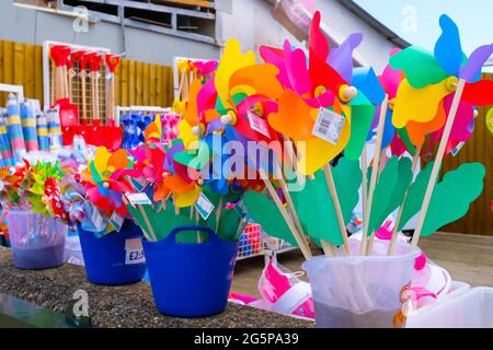 Buckets And Spades And Toy Windmills - Toys On Sale At A Seaside Kiosk 