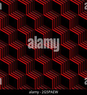Abstract geometric black color with red lines background, vector illustration. Stock Vector