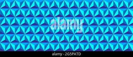 3D triangle pattern geometry. Blue abstract background. shadowed blue pyramid shapes in realistic composition. Stock Vector