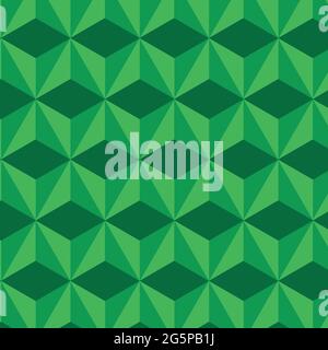 Green abstract background. 3D vector triangle pattern geometry. shadowed Red pyramid shapes in realistic composition. Stock Vector
