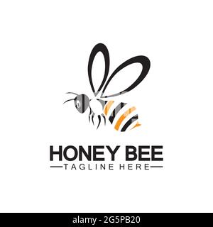 Bee honey logo vector icon symbol illustration design template Stock Vector