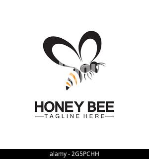 Bee honey logo vector icon symbol illustration design template Stock Vector