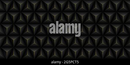 Pyramids black pattern. 3d Origami Pattern. Abstract Minimal cover. Geometric Texture Stock Vector