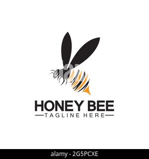 Bee honey logo vector icon symbol illustration design template Stock Vector