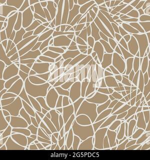 Seamless vector pattern with beige pieces. Repeat mosaic textured wallpaper. Stone coloured modern design. Decorative background. Stock Vector