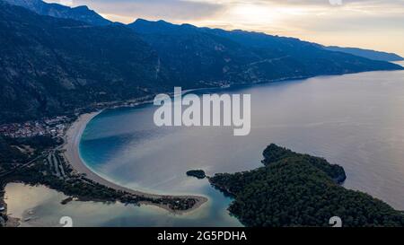 An amazing view of Oludeniz which is a county of Fethiye in Turkey. Because of its warm climate and fresh air, it has been an important destination to Stock Photo