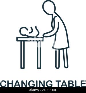 Changing Table icon from baby things collection. Simple line element Changing Table symbol for templates, web design and infographics Stock Vector