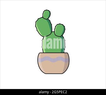 Opuntia microdasys vector illustration in flat style. Bunny ears cactus icon or object for design Stock Vector
