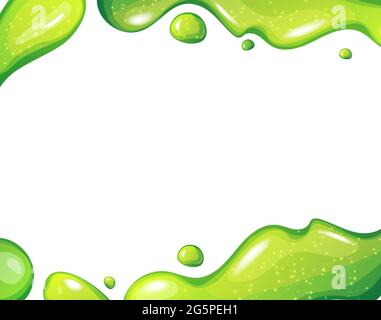 Green cartoon slime drops background. Blob splashes for banners. Kids sensory toy. Vector illustration. Stock Vector