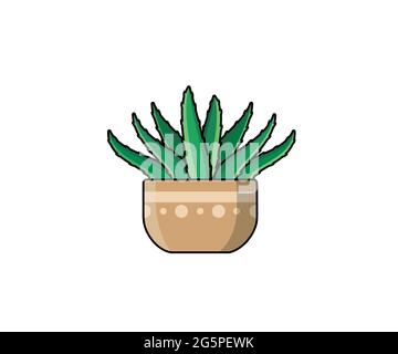 Aloe vera cactus vector illustration in flat style. Succulent icon or object for design Stock Vector