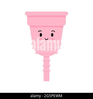 Cute menstrual cup character vector icon isolated on white background. Stock Vector