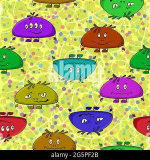 Cartoon Monsters Seamless Stock Vector