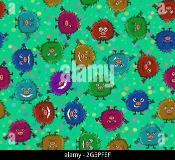 Cartoon Monsters Seamless Stock Vector