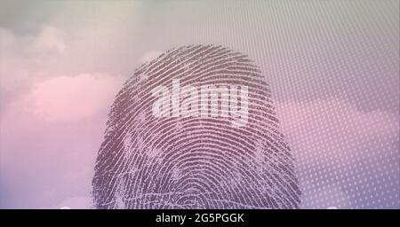 Composition of screen with biometric fingerprint data processing Stock Photo