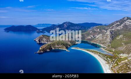 An amazing view of Oludeniz which is a county of Fethiye in Turkey. Because of its warm climate and fresh air, it has been an important destination to Stock Photo