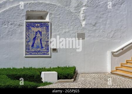 Sao Jose Convent, Azulejos representing Dona Teresa de Saldanha, Lagoa, Algarve, Portugal Stock Photo
