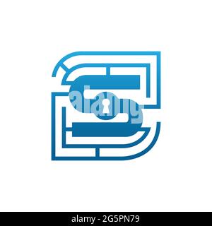 Initial letter S security logo design template vector. Modern logo of creative letter s security technology system. Letter S security Labyrinth Logo Stock Vector