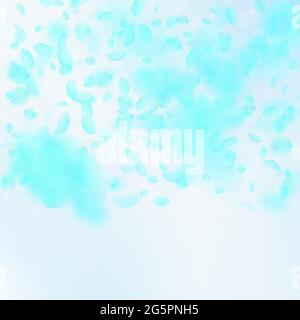 Turquoise flower petals falling down. Overwhelming Stock Vector