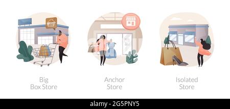 Retail shop abstract concept vector illustrations. Stock Vector