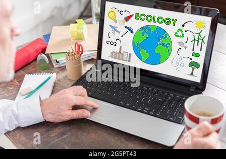 Ecology concept shown on a laptop screen Stock Photo
