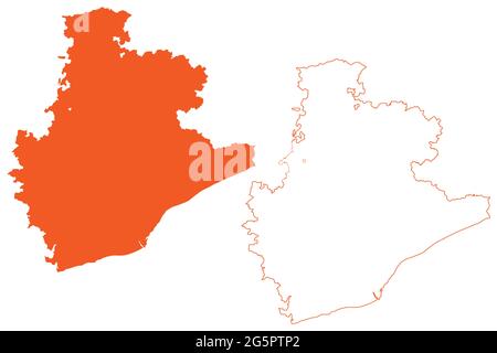 Province of Barcelona (Kingdom of Spain, Autonomous Community Catalonia) map vector illustration, scribble sketch Barcelona map Stock Vector