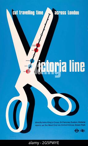 TOM EKERSLEY (1914-1997) English poster designer and teacher. A version of hs 1969 poster for London Transport promoting the new Victoria Line underground Stock Photo