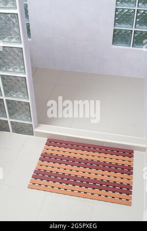 Anti slip mat in the bathroom, safety concept Stock Photo