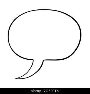 Cartoon vector illustration of speech bubble. Black outlined and white colored. Stock Vector