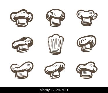 Cook icon set. Chef hat symbol for restaurant menu or cafe Stock Vector