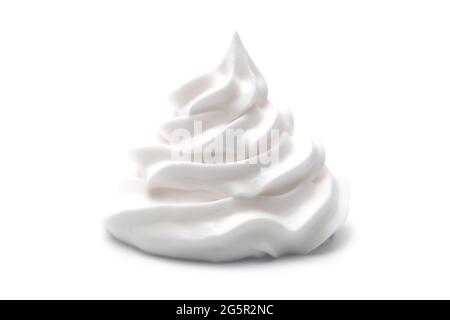 Swirl of Whipped Cream on a White Background Stock Photo