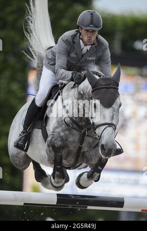 Christian KUKUK (GER) on Checker 47, at the final jump, single image ...