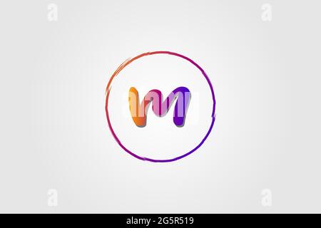 vector logo signature combination letter M isolated solid circle with leaves and flower ahead. luxury vector monogram for business, technology,industr Stock Vector