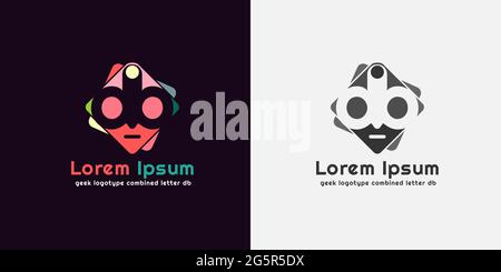 simple logotype combination letter D and B isolated black and white background. usable vector logo design for business. industrial. technology company Stock Vector
