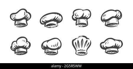 Chef hats and caps set. Cooking, restaurant symbol vector illustration Stock Vector
