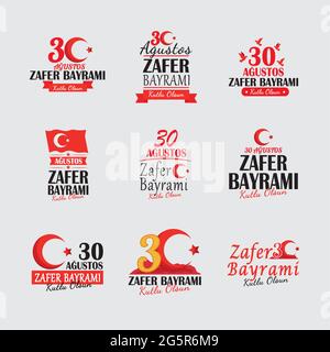 Zafer bayrami banners icon collection Stock Vector