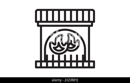 fireplace icon design with white background. outline design style. vector illustration Stock Vector