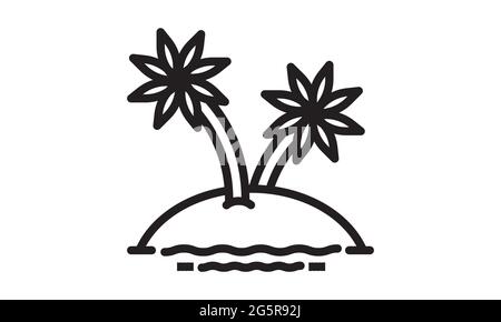 Tree palm beach in island summer icon vector illustration design Stock Vector