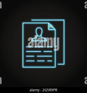 Neon personal data collection icon in line style. Page with information about person. Vector illustration. Stock Vector
