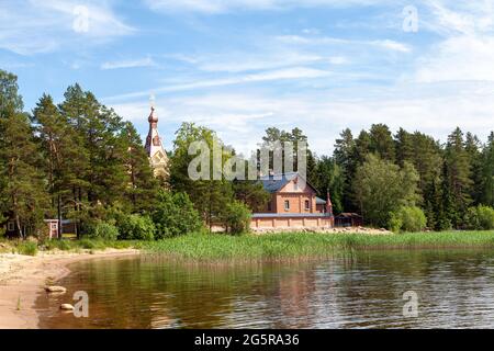Konevsky chapel in Konevsky Monastery, Konevets Island on the Lake Ladoga, Leningrad Oblast, Russian Federation. Stock Photo
