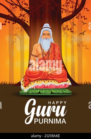 Happy guru purnima vector illustration background • wall stickers children,  smile, funny | myloview.com