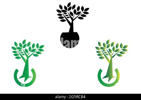 Tree logo design with three colors Stock Vector