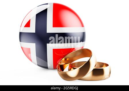 weddings in norway concept wedding rings with norwegian flag 3d rendering isolated on white background 2g5rdgj