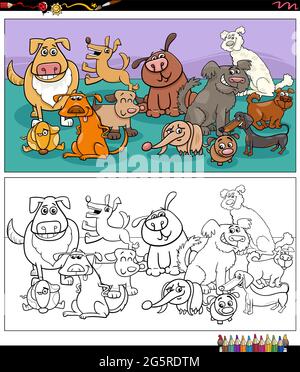 cartoon dogs group coloring book page Stock Vector Image & Art - Alamy