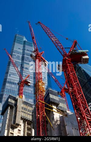 England, London, City of London, Construction of 8 Bishopsgate Tower Skyscraper Building Stock Photo