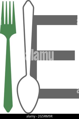 Letter E with fork and spoon logo icon design vector illustration Stock Vector